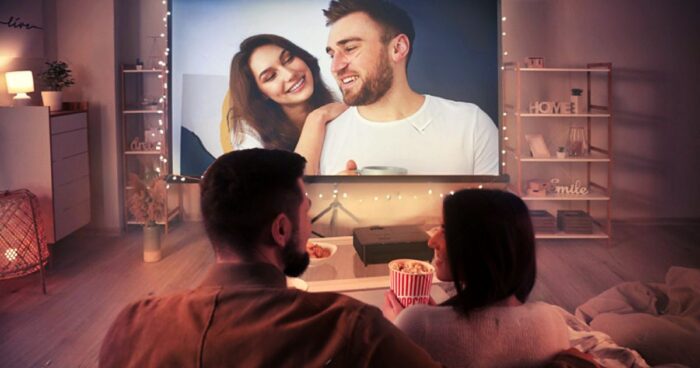 This looks like a pretty sweet at home movie date night set up!